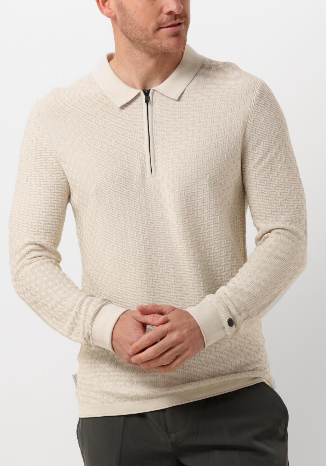 CAST IRON Heren Polo's & T-shirts Long Sleeve Polo Cotton Modal Beige