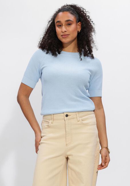 Lichtblauwe SELECTED WOMEN Trui SLFELINNA SS KNIT TOP - large