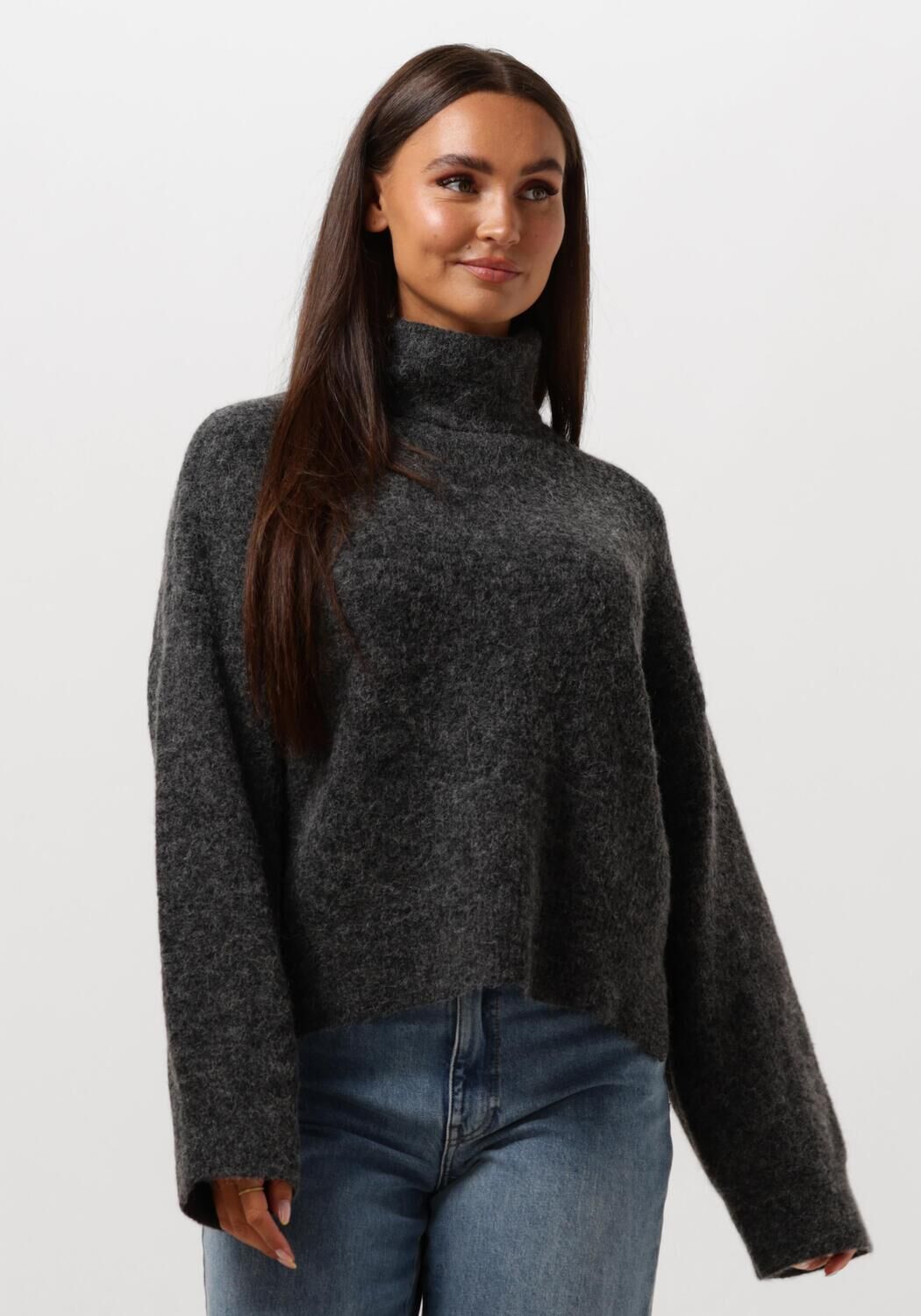 Gestuz Gezellige Rollneck Trui Charcoal Melange Gray Dames