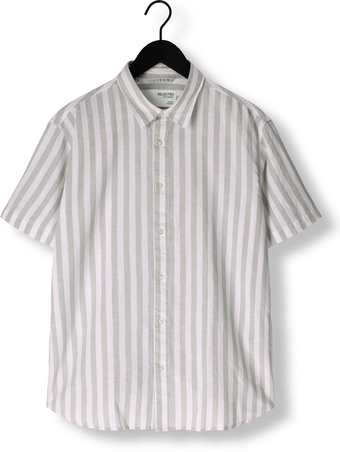 SELECTED HOMME Heren Overhemden Slhreg-sun Shirt Ss Noos Groen