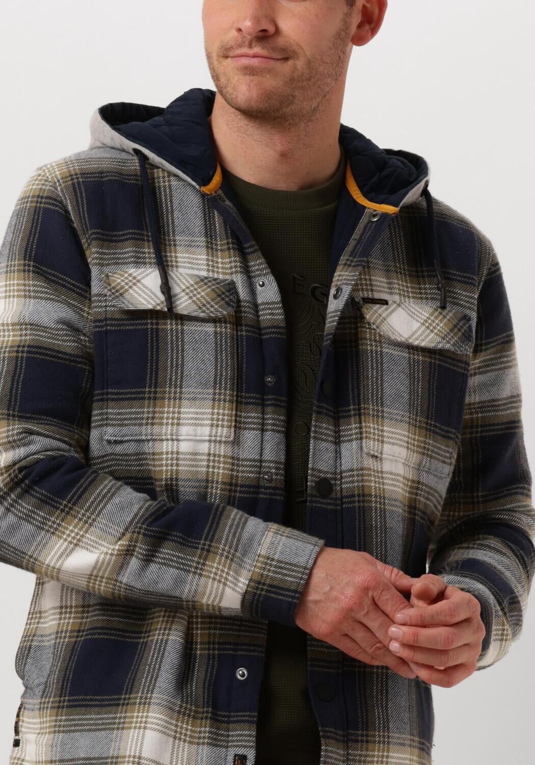 PME LEGEND Heren Overhemden Long Sleeve Shirt Ctn Flanel Check Quilted Blauw
