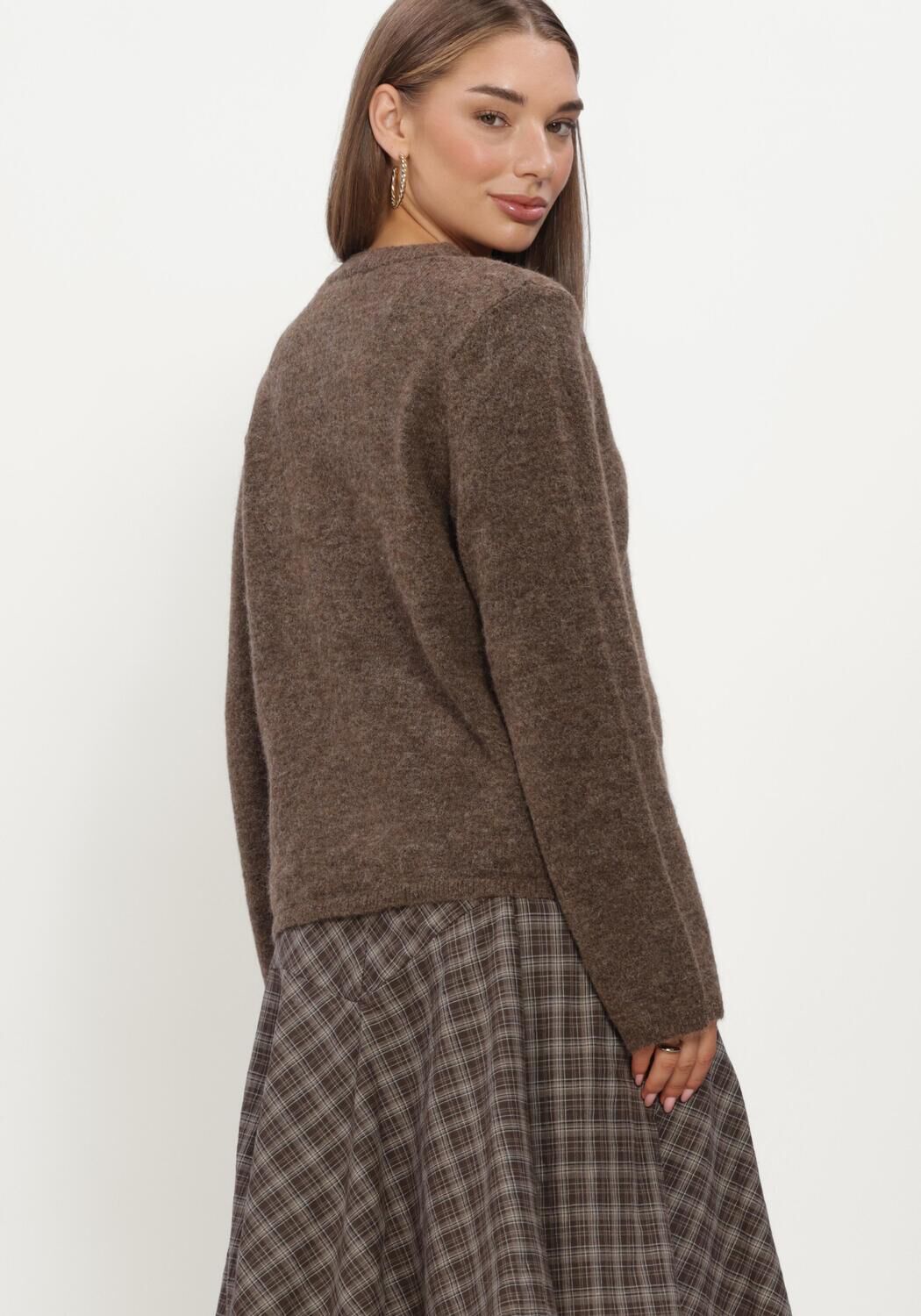 Bruine SELECTED WOMEN Vest SLFLULU NEW LS KNIT CARDIGAN - large