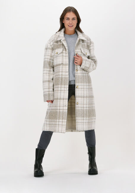 Beige NA-KD Mantel BRUSHED CHECKED CHEST POCKET L - large
