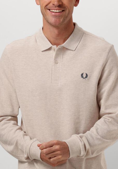 Beige FRED PERRY Polo LONG SLEEVE PLAIN FRED PERRY SHIRT - large