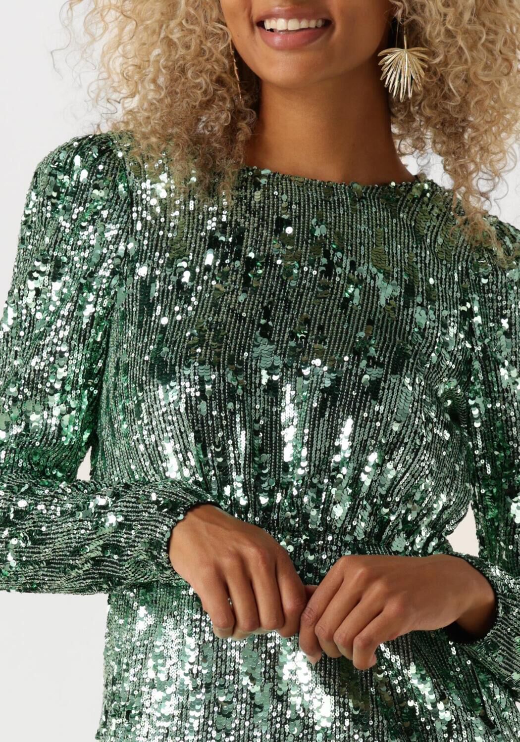 SELECTED FEMME Dames Jurken Slfari-colyn Ls Short Sequins Groen