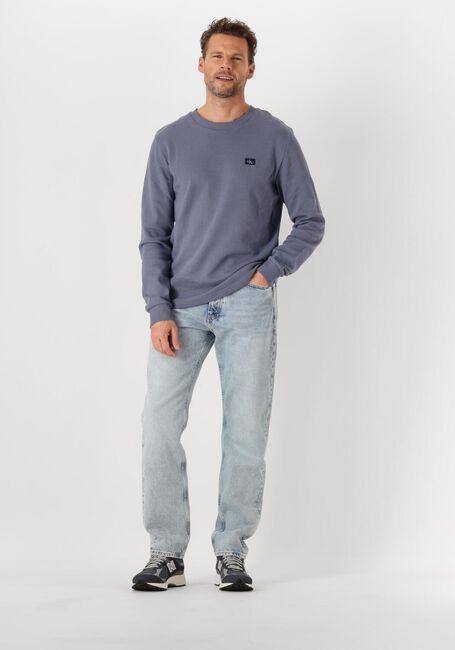 Blauwe CALVIN KLEIN Trui WOVEN LABEL WAFFLE LS TEE - large