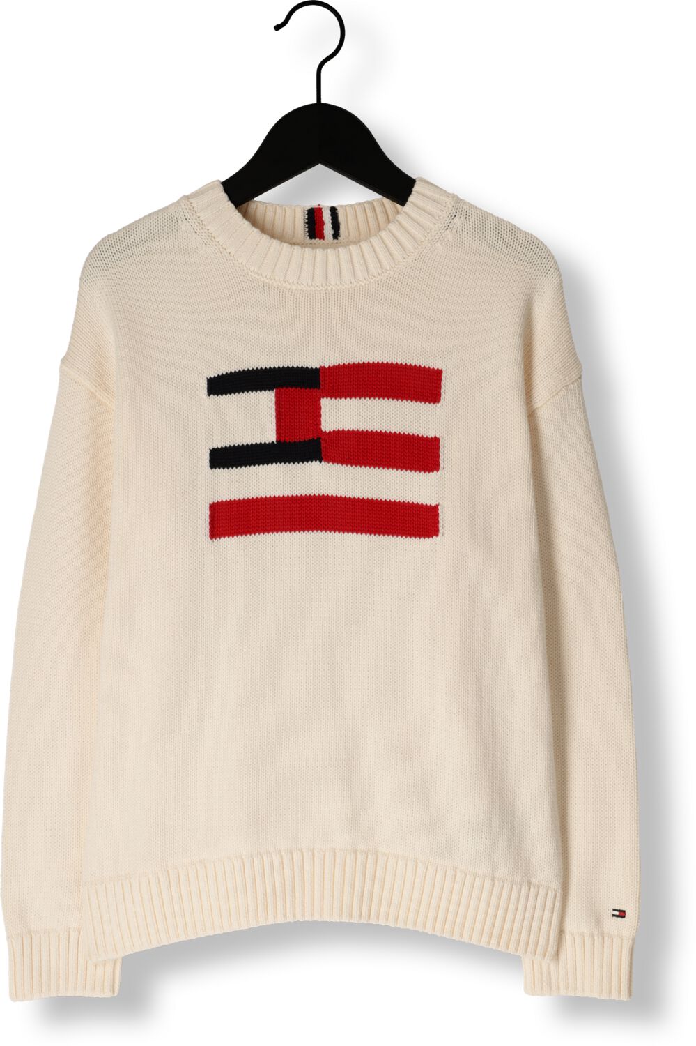 TOMMY HILFIGER Jongens Truien & Vesten Flag Sweater Ecru