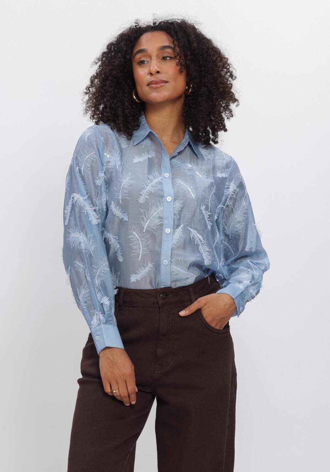 Lichtblauwe NUKUS Blouses AYSHA BLOUSE FEATHERS - large