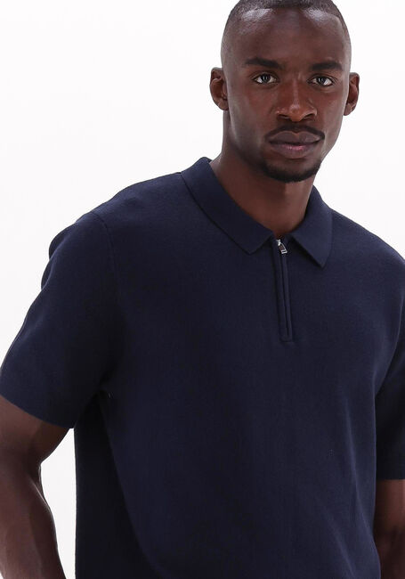Donkerblauwe SELECTED HOMME Polo SLHFLORENCE SS KNIT ZIP POLO B - large