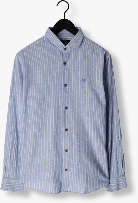 Lichtblauwe VANGUARD Casual overhemd LONG SLEEVE SHIRT LINEN COTTON BLEND STRIPE - large