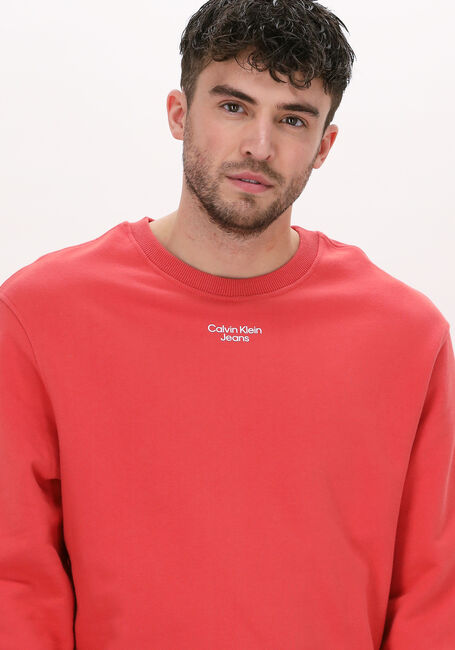 Oranje CALVIN KLEIN Sweater STACKED LOGO CREW NECK - large