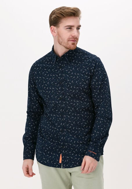 Donkerblauwe SCOTCH & SODA Casual overhemd SLIM FIT PRINTED POPLIN SHIRT - large