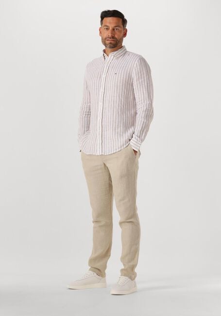 Ecru TOMMY HILFIGER Casual overhemd LINEN ESSENTIAL STRIPE RF SHIRT - large