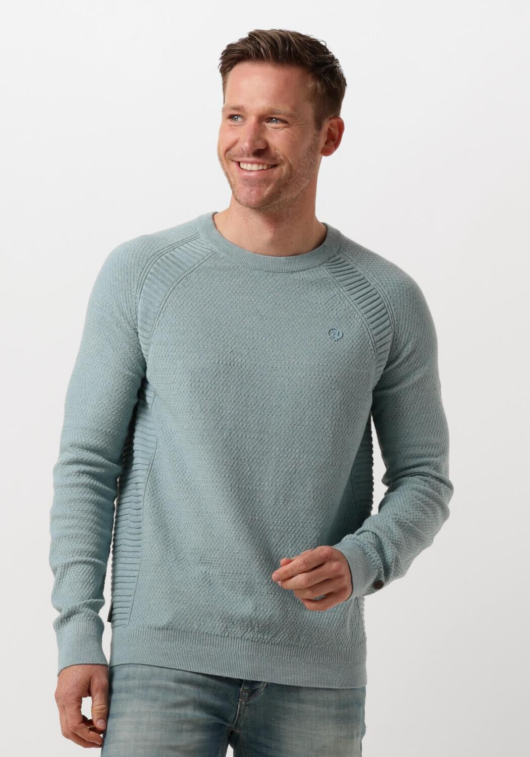 CAST IRON Heren Truien & Vesten Crewneck Cotton Heather Plated Blend Blauw