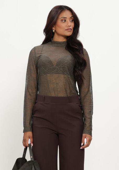 Groene STUDIO ANNELOES Top Reagan high neck lace top - large
