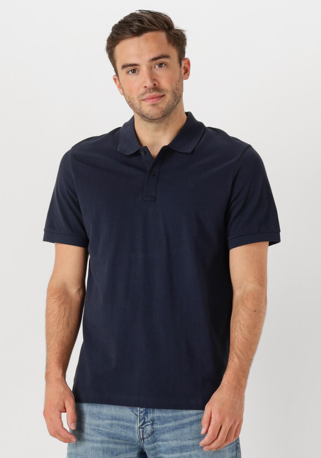 SCOTCH & SODA Heren Polo's & T-shirts Logo Pique Polo Donkerblauw