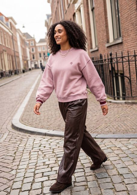 Bruine SUMMUM Wijde broek BALLOON TROUSER SOFT FAUX LEATHE - large