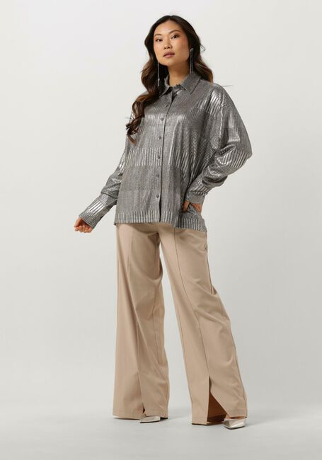 Zilveren ALIX THE LABEL Blouses LADIES KNITTED FOIL BLOUSE - large