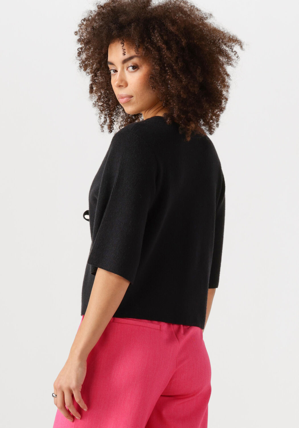 Zwarte OBJECT Top OBJULLA PARVI 2/4 KNIT CARDIGAN - large