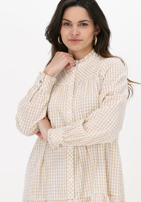 Beige Y.A.S. Mini jurk YASFAWN LS SHIRT DRESS - large