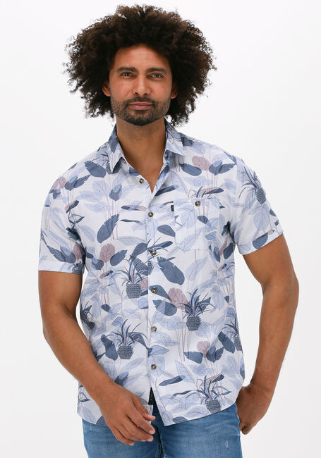 Gebroken wit VANGUARD Casual overhemd SHORT SLEEVE SHIRT LYOCELL COTTON LINEN FLATWEAVE - large