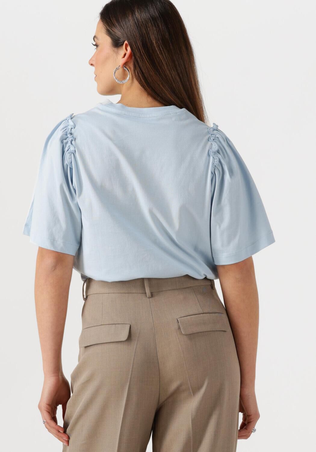 SELECTED FEMME Dames Tops & T-shirts Slfpenelope 2 4 Ruffle Tee Lichtblauw