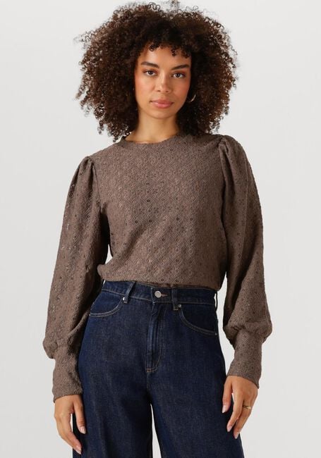 Bruine OBJECT Sweater OBJLAILA L/S RE TOP NOOS - large