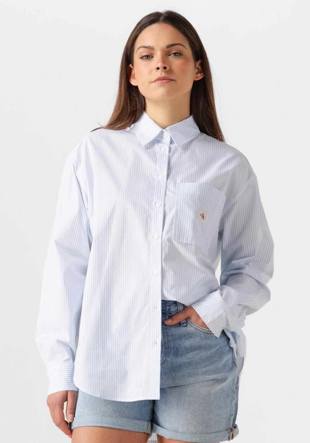CALVIN KLEIN Dames Blouses Woven Label Relaxed Shirt Lichtblauw