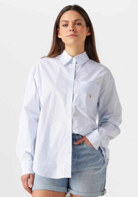 Lichtblauwe CALVIN KLEIN Blouses WOVEN LABEL RELAXED SHIRT - large