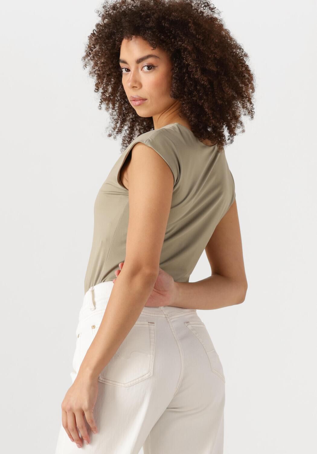 ROSEMUNDE Dames Tops & T-shirts Billie Capsleeve V-neck Groen