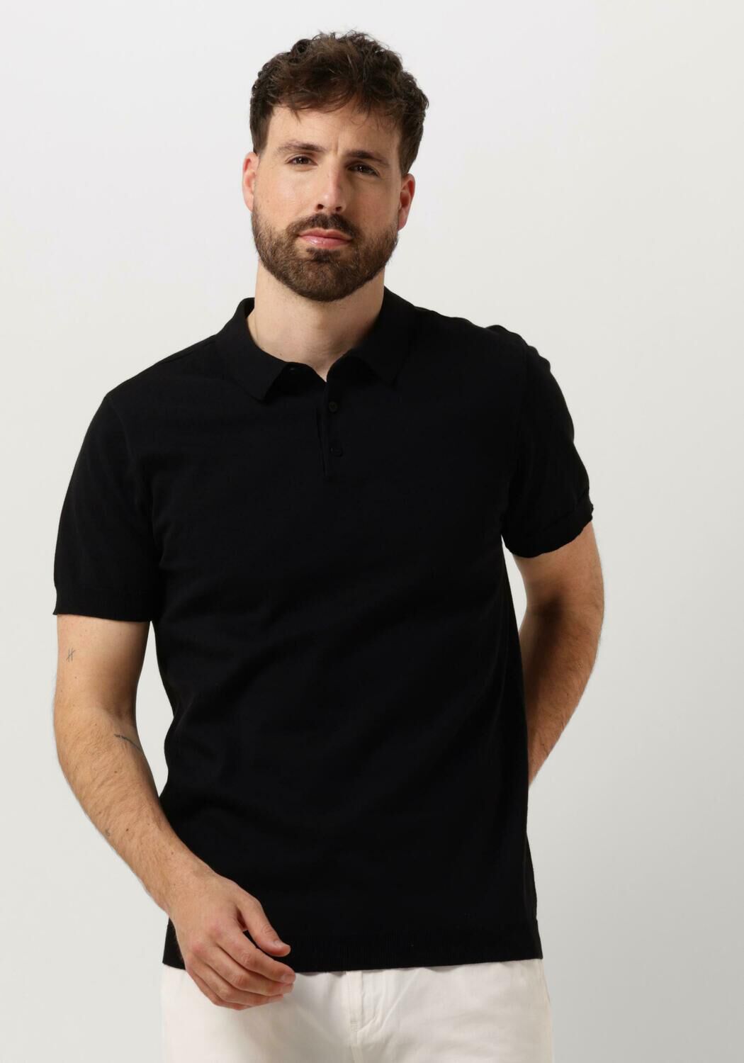 PURE PATH Heren Polo's & T-shirts Knit Polo With Chestprint Zwart