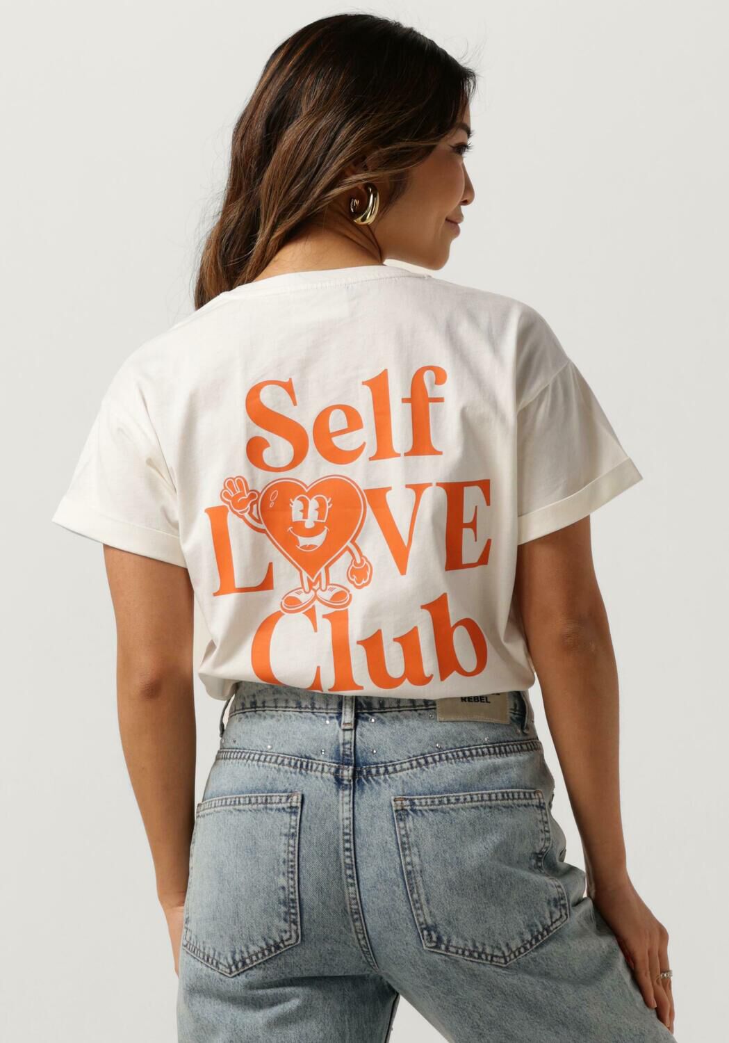 COLOURFUL REBEL Dames Tops & T-shirts Self Love Club Boxy Tee Wit
