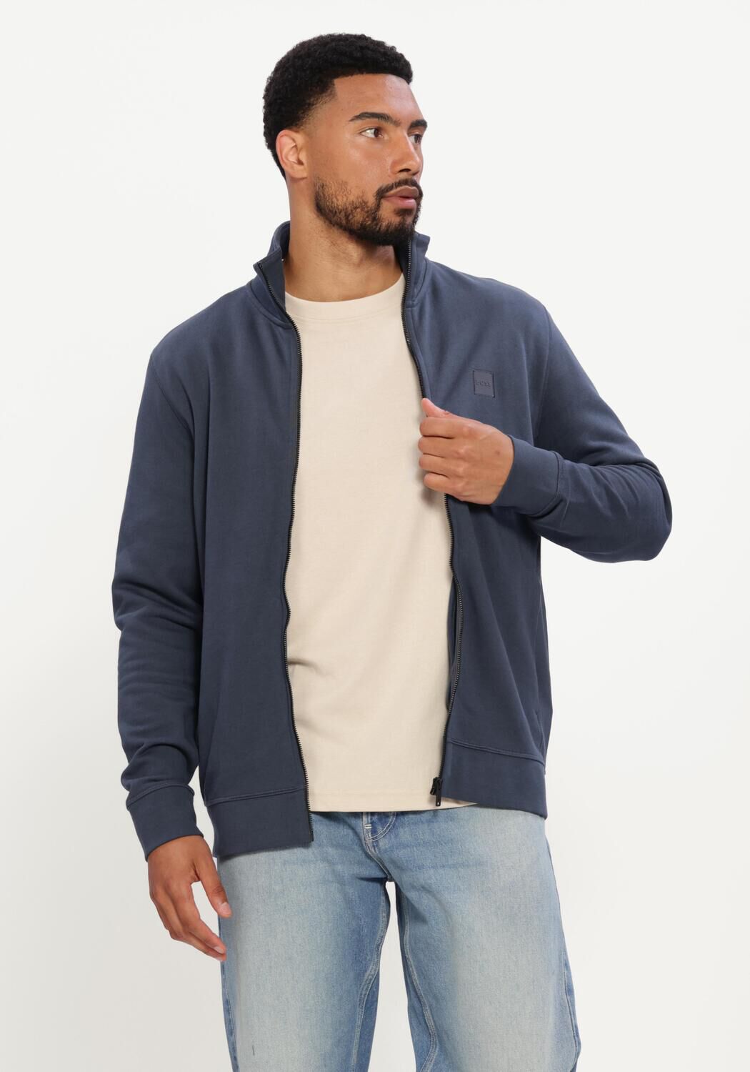 Donkerblauwe BOSS ORANGE Trui ZESTART