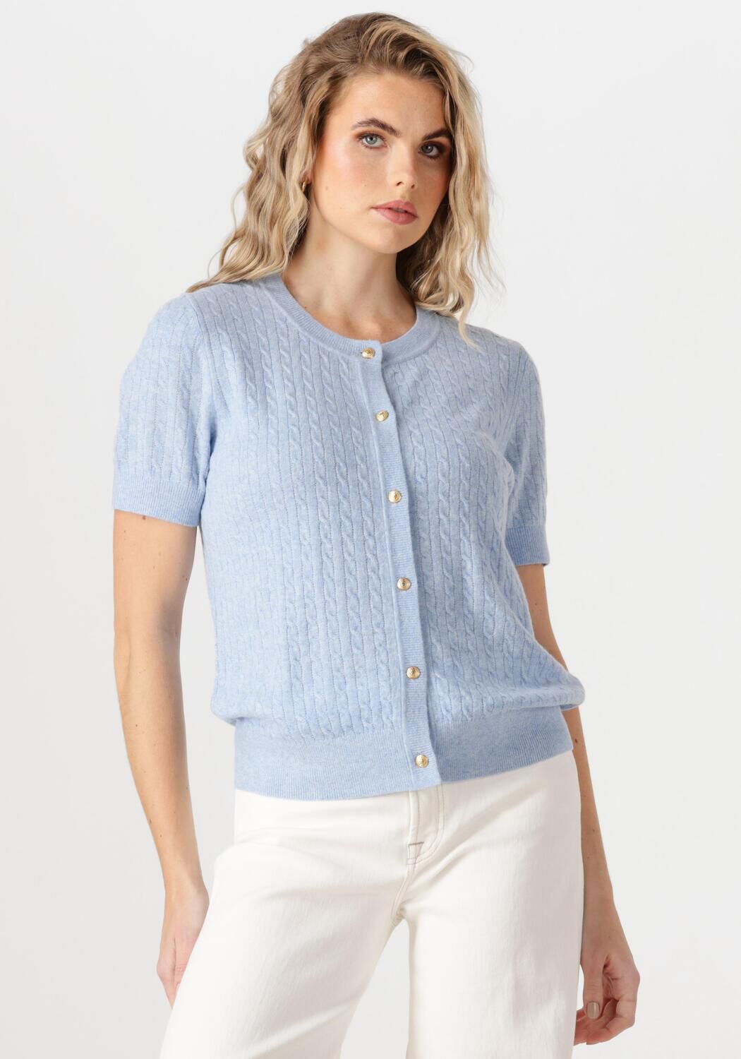 TOMMY HILFIGER Dames Tops & T-shirts Mini Cable C-nk Cardi Ss Blauw