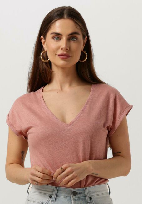 Roze BY-BAR T-shirt MILA ORGANIC LINEN TOP - large