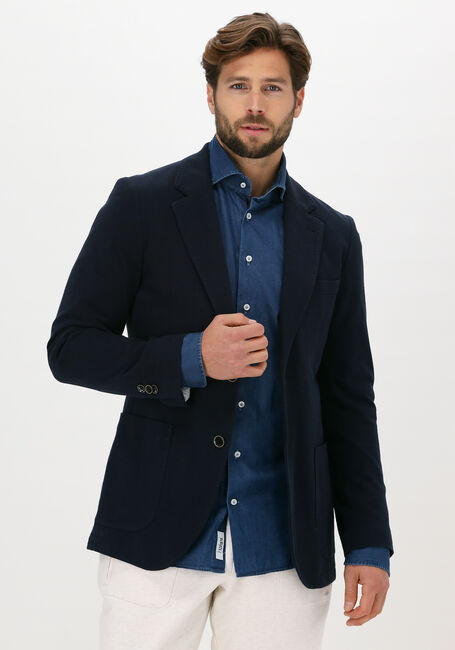 Donkerblauwe PROFUOMO Colbert JACKET KNIT PIQUE - large