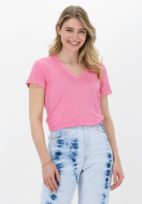 Roze SUMMUM T-shirt TEE FOIL COATED LINEN JERSEY - large