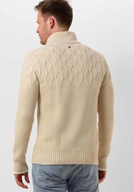 Beige PME LEGEND Truien/vesten HALF ZIP COLLAR COTTON MIX YARN - large