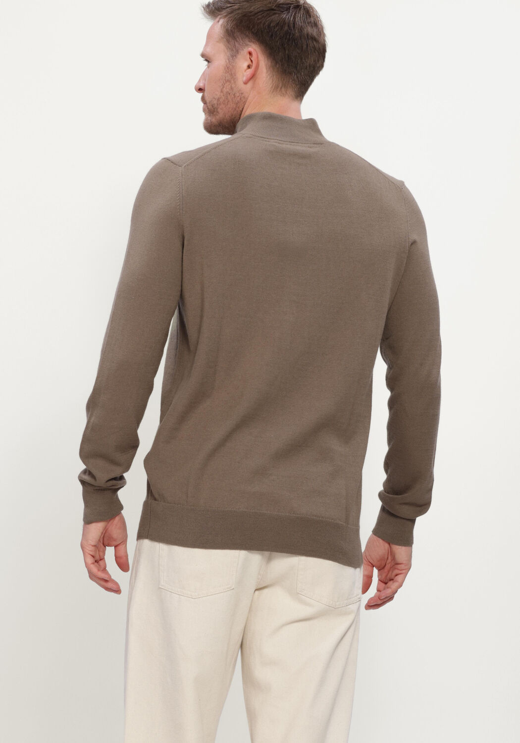 Bruine LYLE & SCOTT Trui COTTON MERINO QUARTER ZIP JUMPER - large