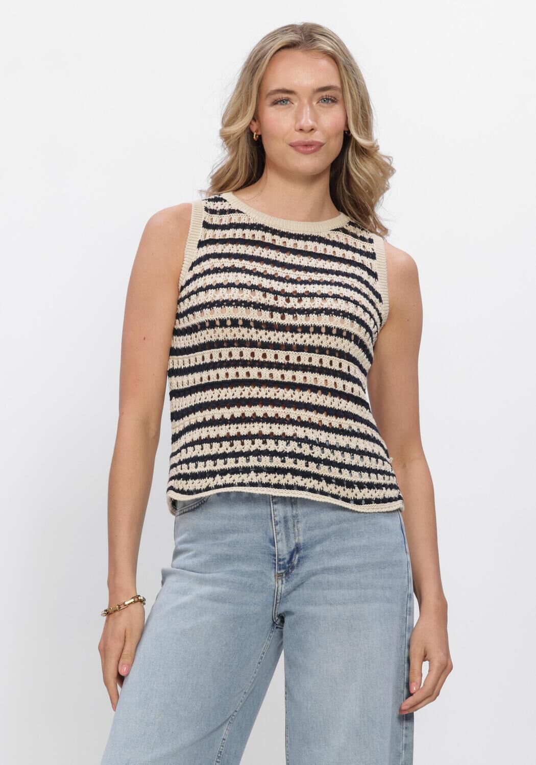 Donkerblauwe MODSTR&Ouml;M Tops & T-shirts VESTERMD STRIPE TOP - large