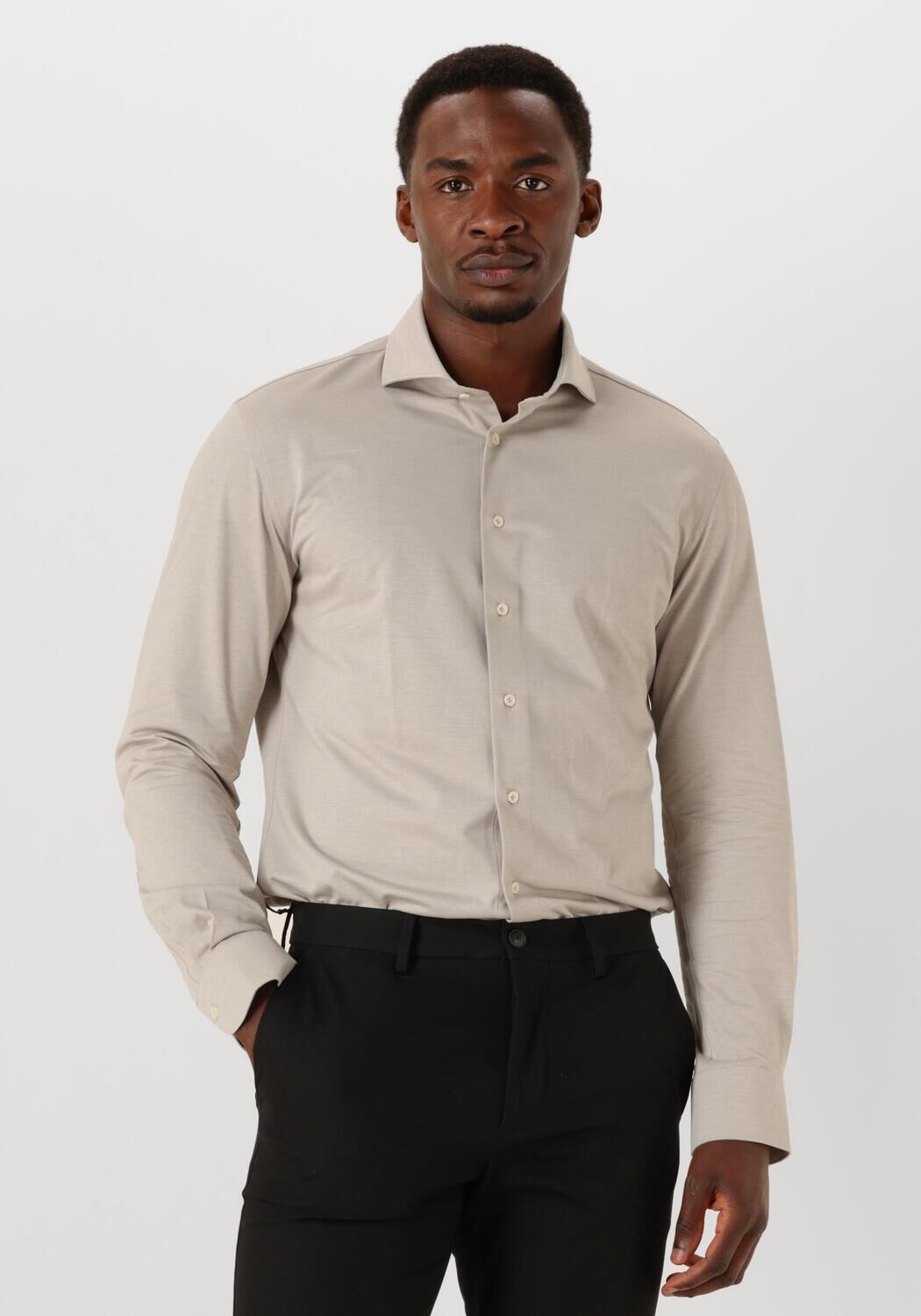 PROFUOMO Heren Overhemden Shirt X-cutaway Japanese Knitted Beige