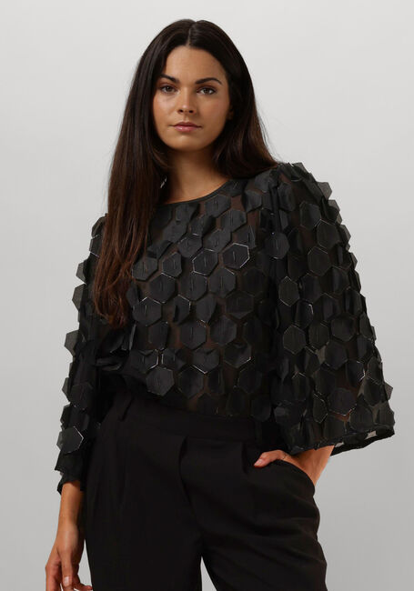 Zwarte JANSEN AMSTERDAM Top 3D177 BLOUSE PEPPER - large