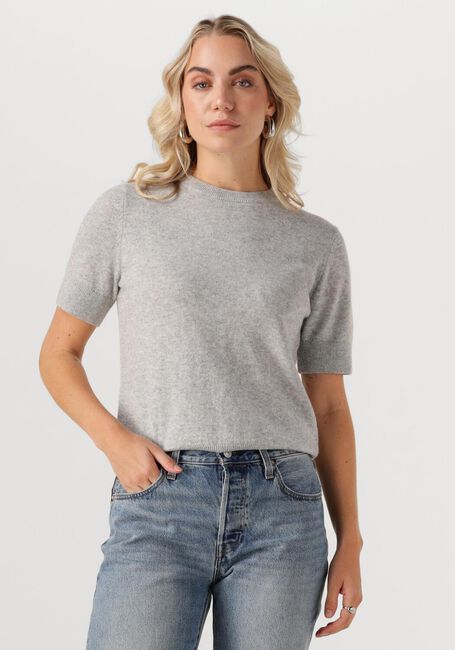 Lichtgrijze ROUGE EDIT Top ROUKATE SS O-NECK KNIT - large