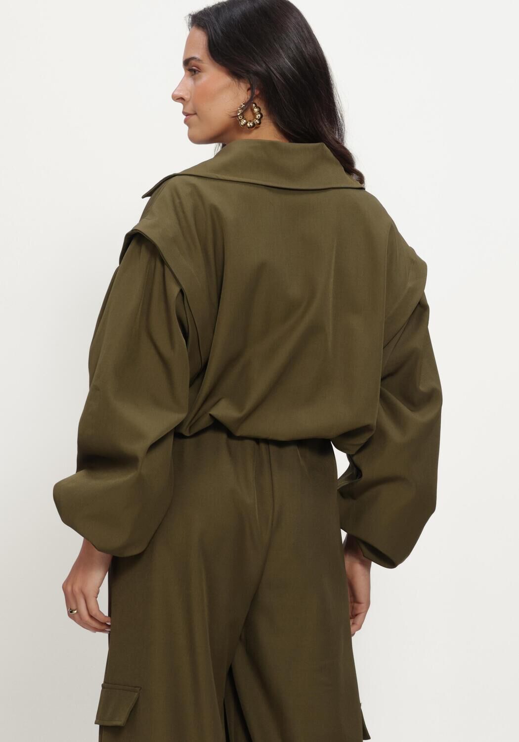 Olijf REFINED DEPARTMENT Trenchcoats LADIES WOVEN BOMBER TRENCHCOAT LAYA - large