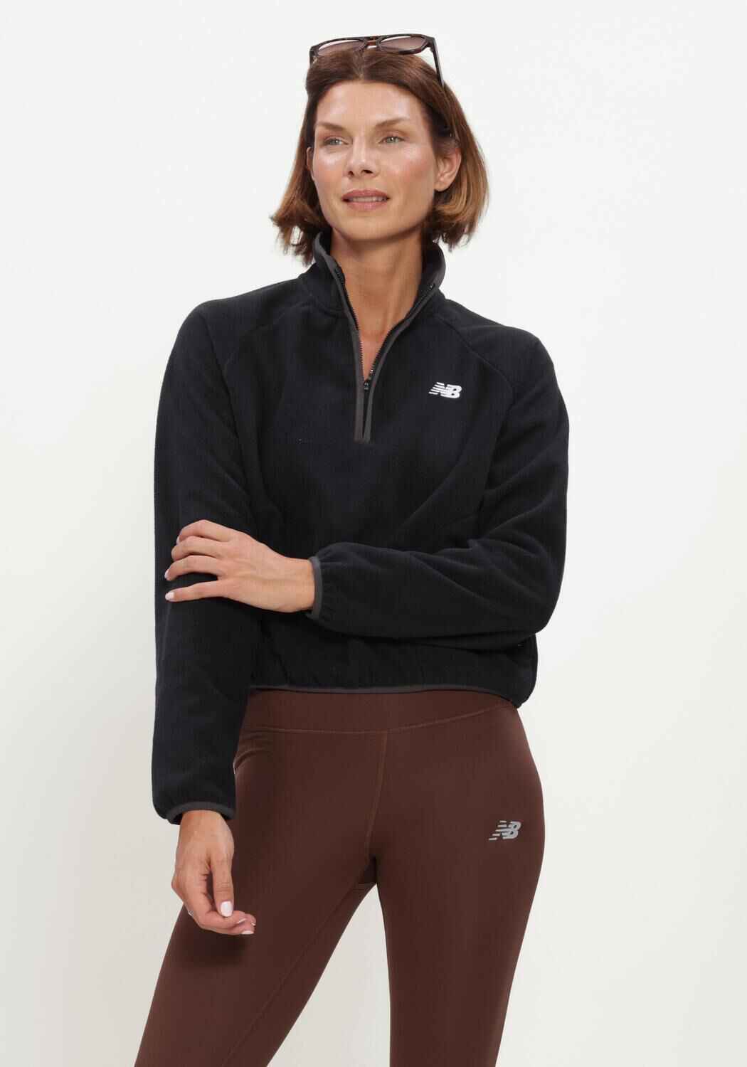 Zwarte NEW BALANCE Sporttruien SPORT POLAR FLEECE HALF ZIP - large