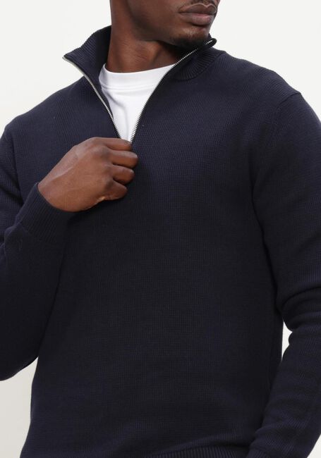 Donkerblauwe SELECTED MEN Trui SLHDANE LS KNIT STRUCTURE HALF ZIP NOOS - large