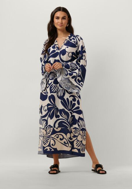 Blauwe ACCESS Midi jurk LOOSE PRINTED DRESS - large