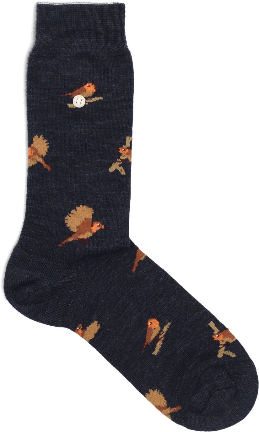 ALFREDO GONZALES Heren Sokken Roodborstje Lifestyle Merino Blauw