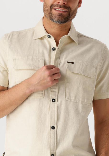 Beige PME LEGEND Casual overhemd SHORT SLEEVE SHIRT SLUB COTTON - large