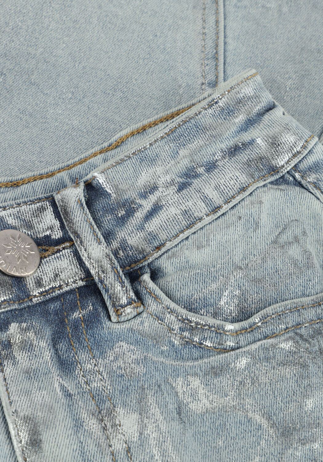 Zilveren INDIAN BLUE JEANS Midirok LONG DENIM SKIRT SILVER - large